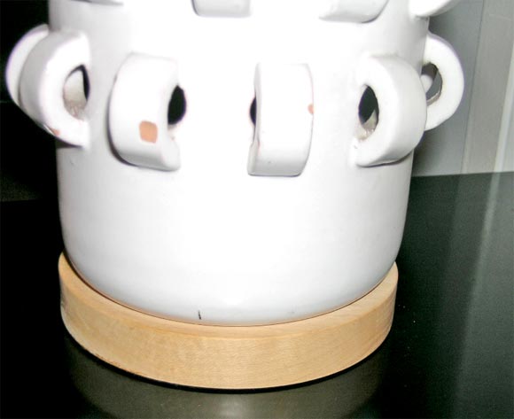 pair white ceramic perforated lamps